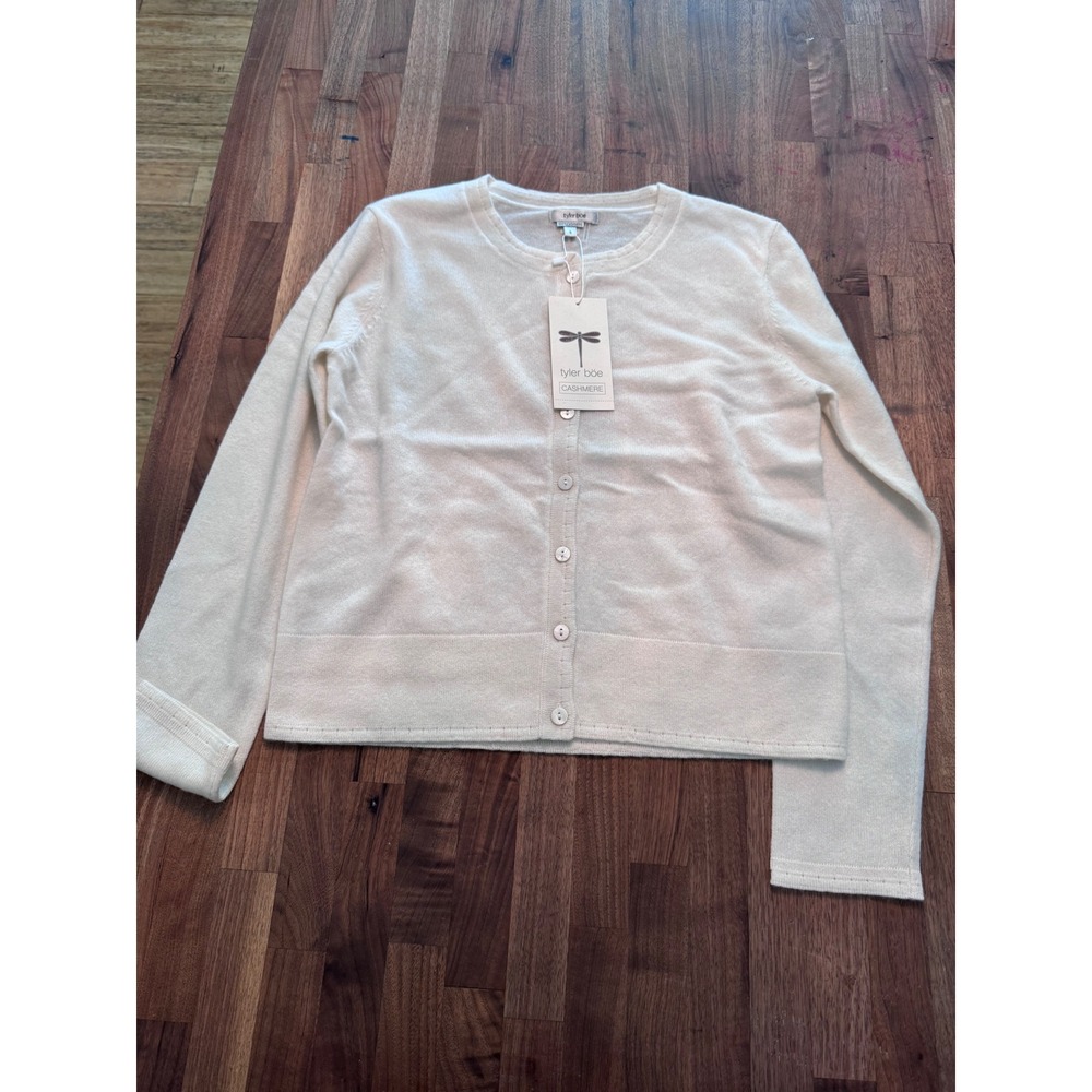 Tyler Boe Cashmere Cardigan Sweater Cream Off White Button Front Small NWT